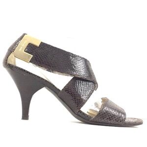 Michael Kors Snakeskin Leather Peep Toe Heel Sandals Size 6 1/2 MSRP $149